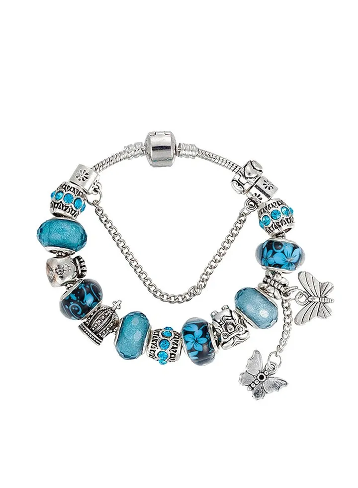 Beaded Silver Plating Charm Bracelet