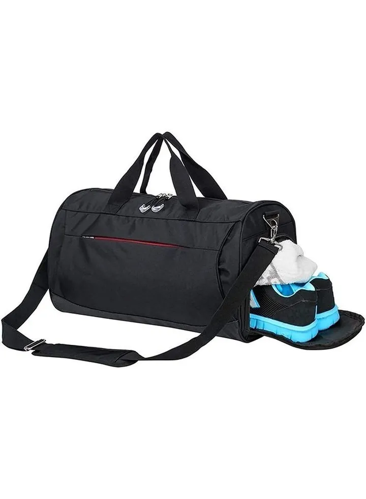 Sports and fitness bag with shoe compartment and wet pocket travel luggage bag for both men and women Black