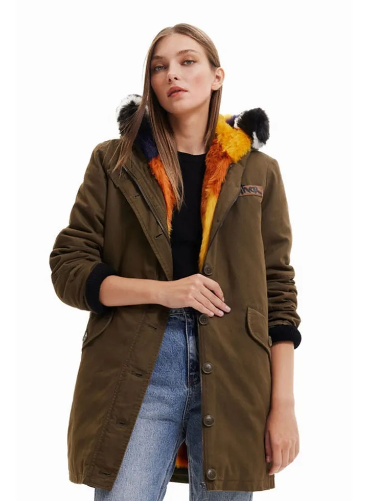 Detachable faux-fur gilet parka