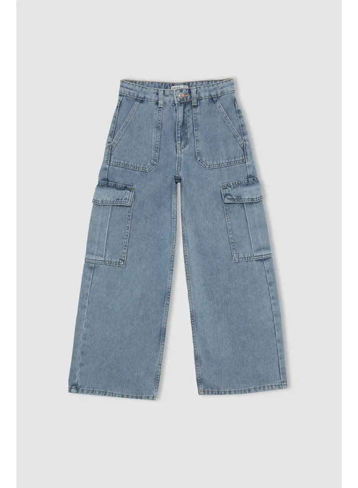 Girl Cargo Fit Denim Trousers