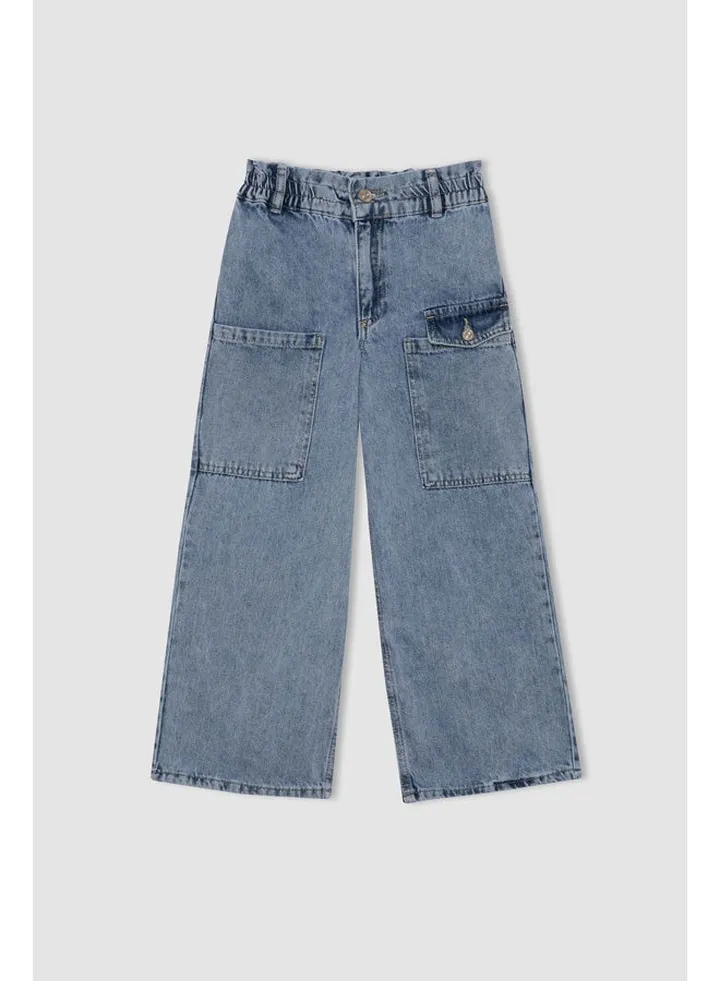 Girl Wideleg Cargo Denim Trousers