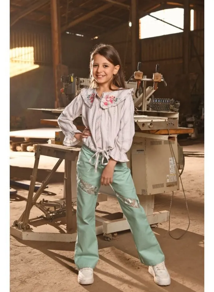 Kids Girls Pants Lace cutout
