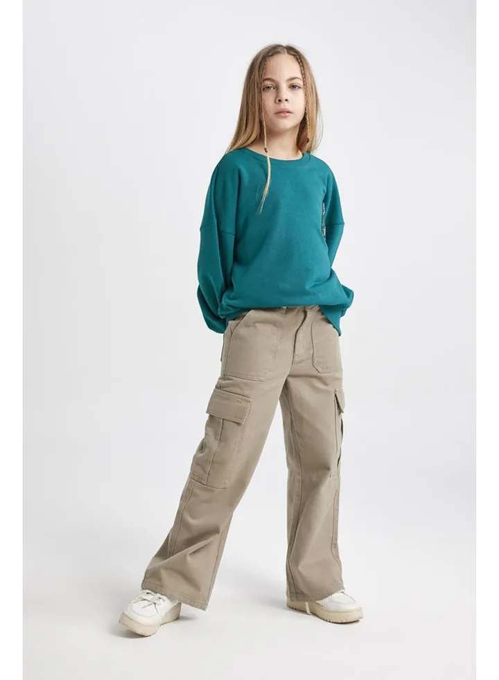Girl Wideleg Cargo Woven Trousers