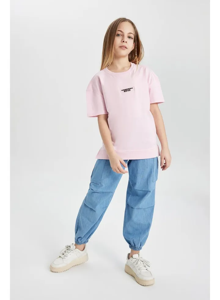 Girl Cargo Fit Denim Trousers