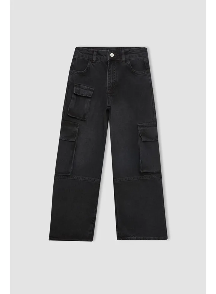 Girl Wideleg Cargo Denim Trousers