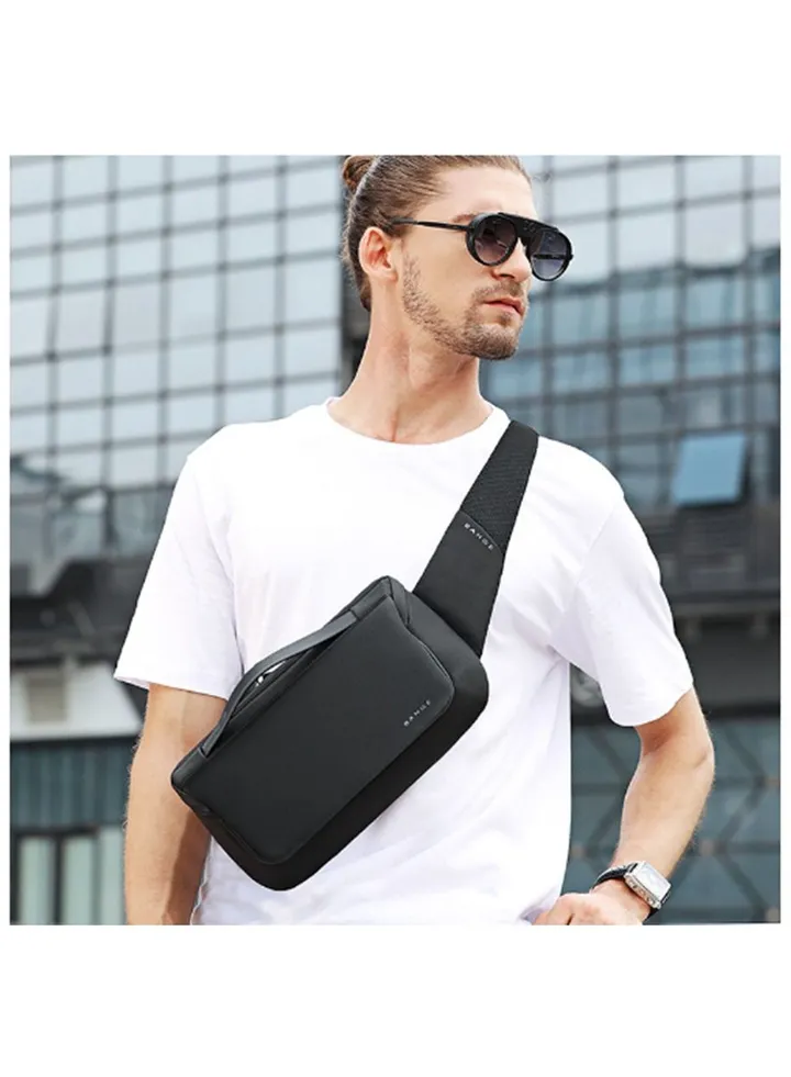 Water Resistant Polyester Slim Unisex Travel Crossbody Sling Bag Chest Pack(grey)