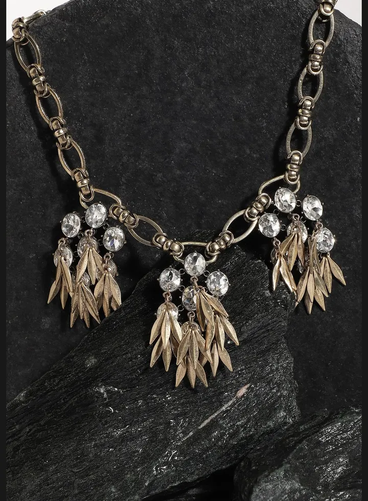 Gold Plated Designer Stone Party Necklace For Women