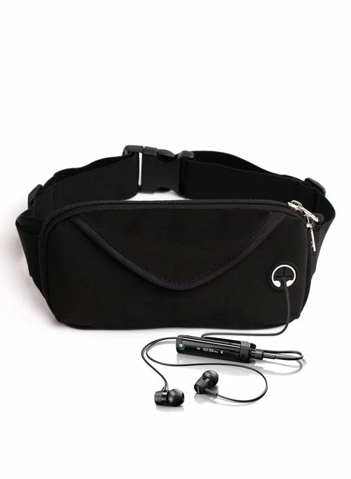Running Fanny Pack, Slim Waist Bag with Phone Holder for Men and Women, Suitable for Walking Hiking Workout Traveling Cycling, Fit for All Cell Phones, Black