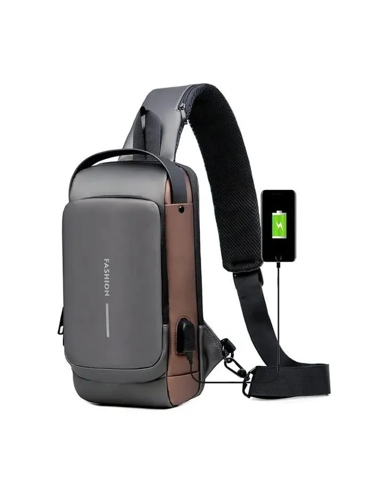 Gray Trendy Multifunction Belt Bag Hands-Free Mini Storage Pack for Men