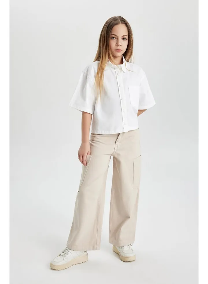 Girl Wideleg Cargo Denim Trousers