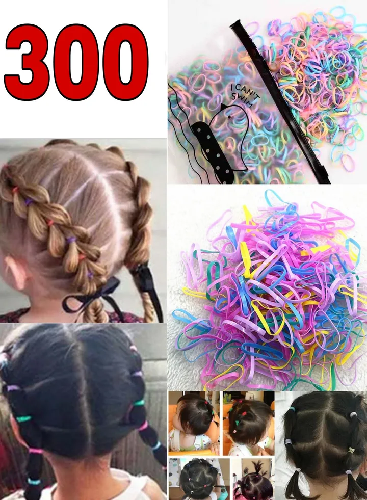 Girly colorful elastic hair rubber small ties 300 pieces