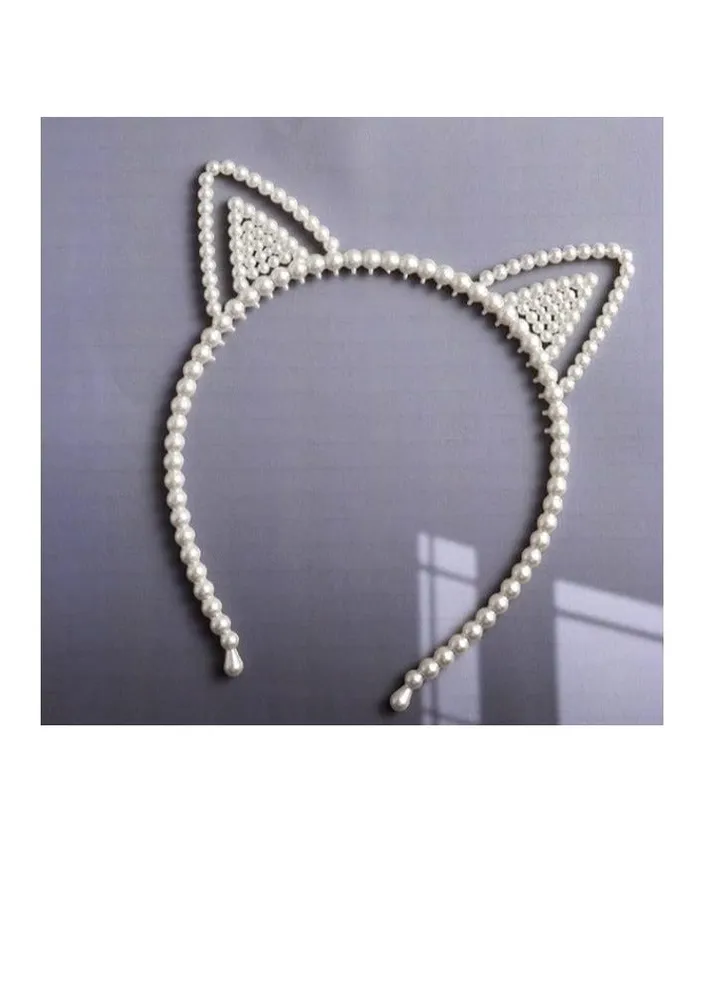 Women's cat-shaped hair headband - white