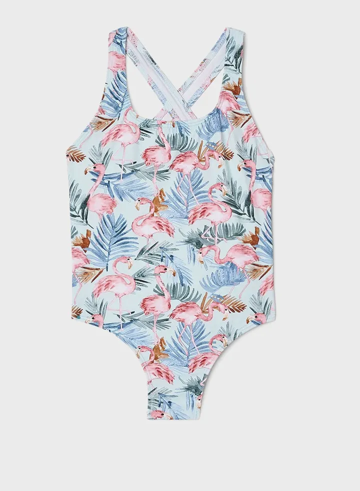 Kids Tropical Print Swimsuit