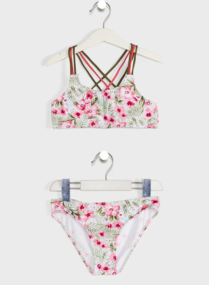 Kids Floral Print Bikini