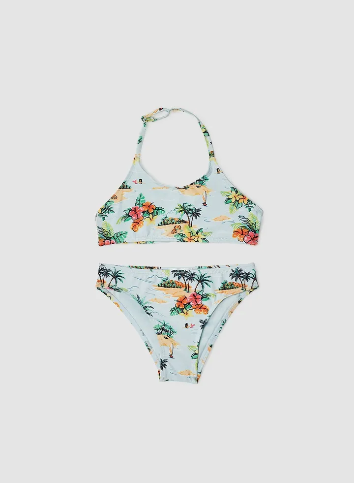 Kids/Teen Hawaiian Print Bikini Mint