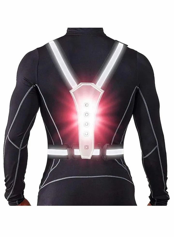 LED Reflective Running Vest, High Visibility Warning Lights for Runners, Adjustable Elastic Safety Gear Accessories for Men/Women Night Running, Walking, Cycling/Biking
