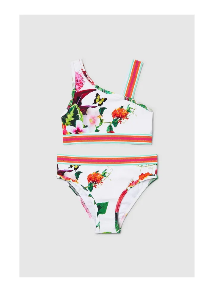 Younger Girls Floral Asymmetric Bikini
