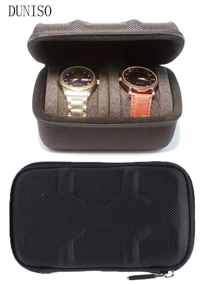 Watch Roll Travel Case Organizer For 2 Watches, Storage Organizer And Display With Innovative Watch Pillow, Fit Large Up To 60mm Faced Watches (Black, 2Slot)