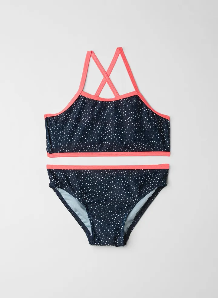 Teen Dot Print Bikini Dark Sapphire