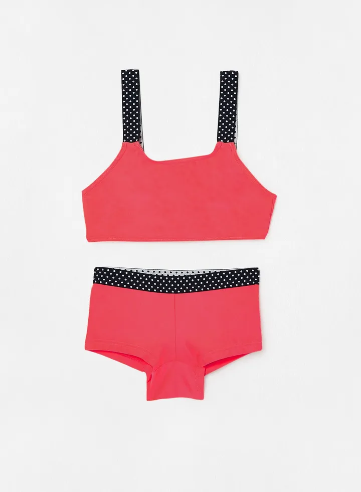 Kids/Teen Polka Dot Bikini Set Coral