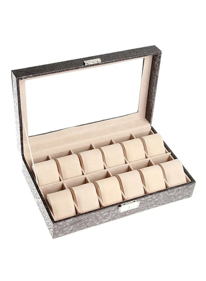 Women's 12-Slot Leather Watch Organizer