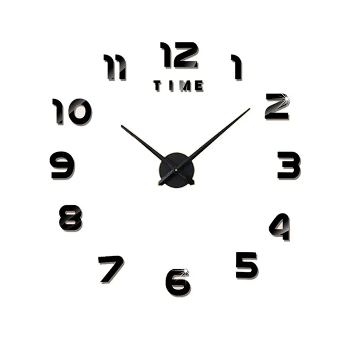 Large DIY Frameless 3D Mirror Wall Clock Stickers