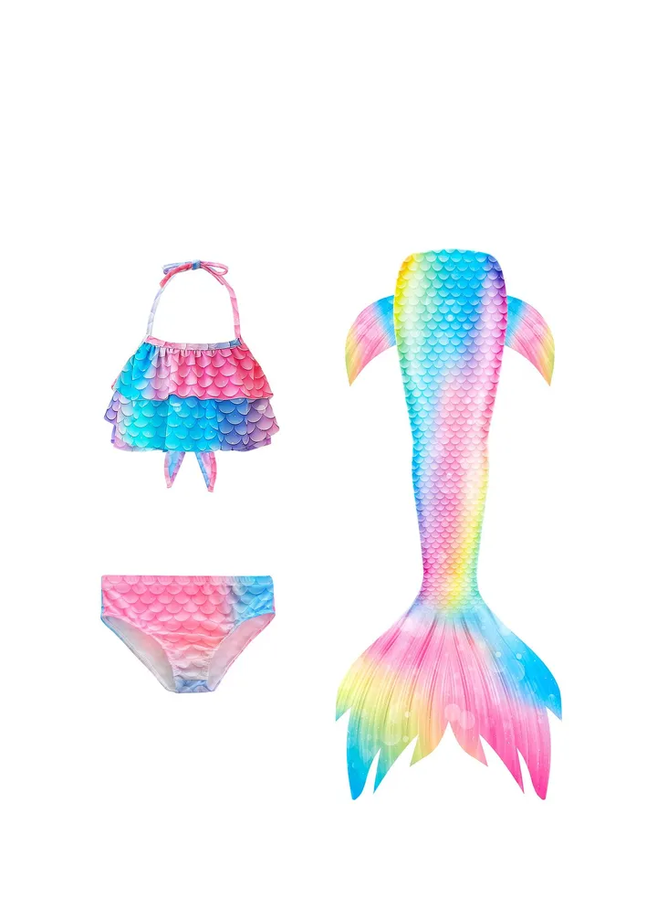 3-Piece Mermaid Bathing Swimsuit Set 120Cm