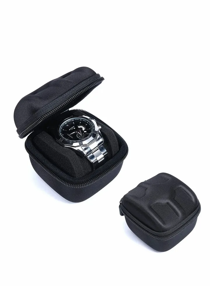 Watch Travel Case, Watch Roll Case Storage and Organizer for Men and Women, Zipper Watch Box with Anti-move Watch Pillow, Black, 1 Slot, Not Include Watch, 1 Pcs