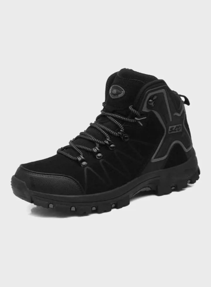 Outdoor Lace-Up Hiking Shoes Black