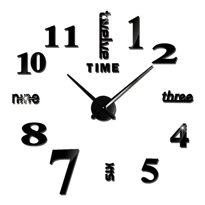 Large DIY Frameless 3D Mirror Wall Clock Stickers