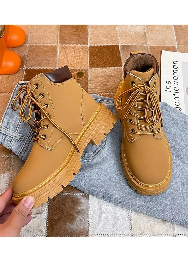 British Platform Martin Boots New Retro Heightening Motorcycle Short Boots Work Big Yellow Boots