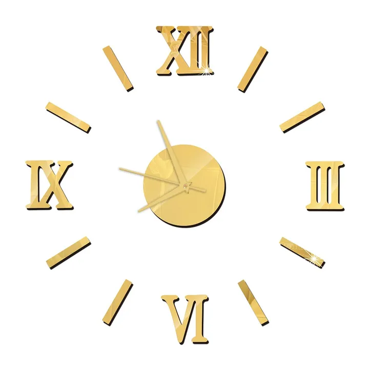 Large DIY Frameless 3D Mirror Wall Clock Stickers