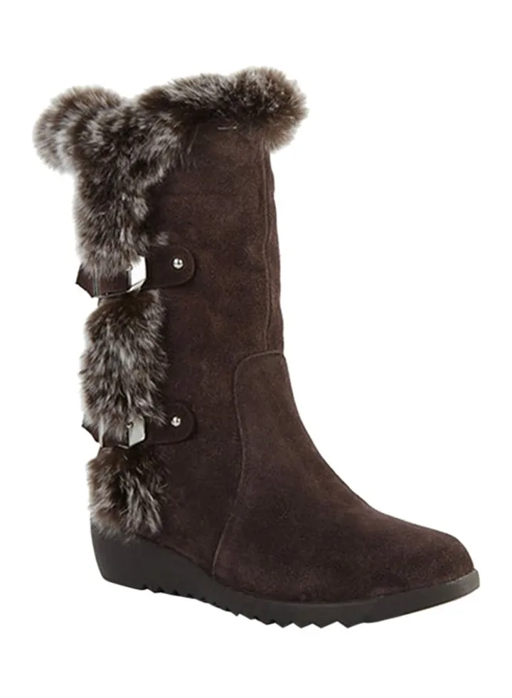 Anti-Slip Fur Casual Boot Brown