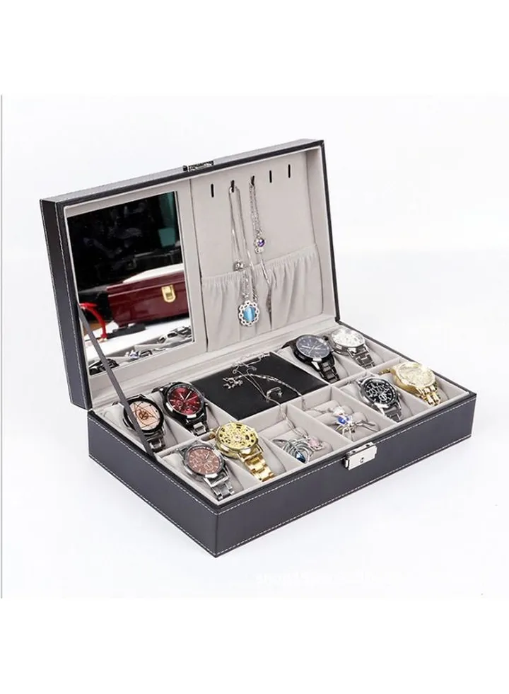 Black Leather Watch Jewelry Box