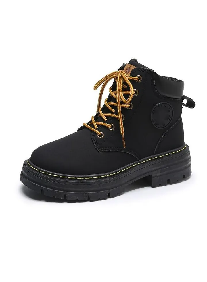 British Platform Martin Boots New Retro Heightening Motorcycle Short Boots Work Big Yellow Boots
