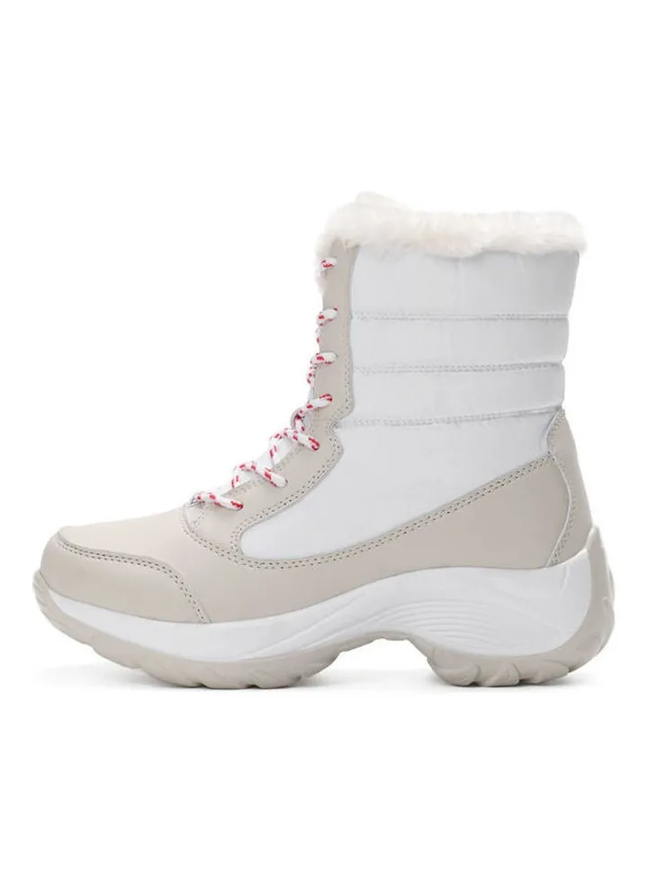 Waterproof Effect Warm And Light Casual Boots White