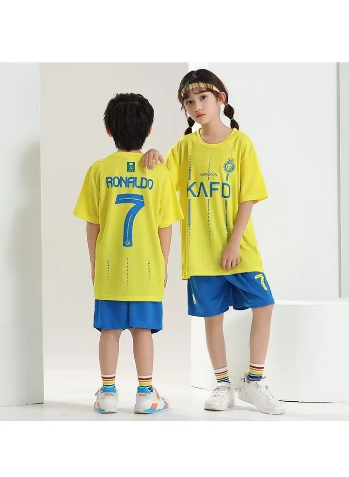 M MIAOYAN C Ronaldo's new Riyadh Victory team home football jersey with the same men's and women's club children's clothing children's football jersey match football jersey suit