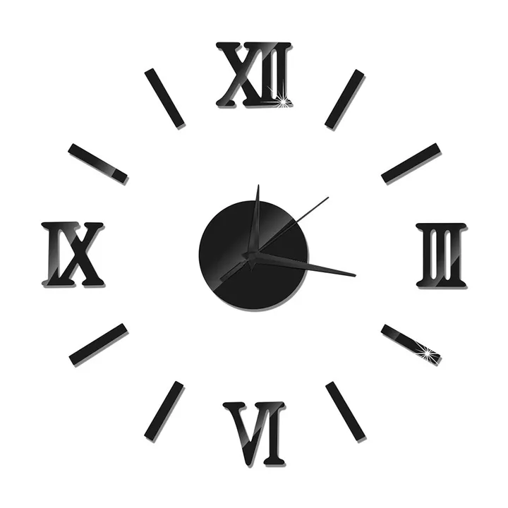 Large DIY Frameless 3D Mirror Wall Clock Stickers
