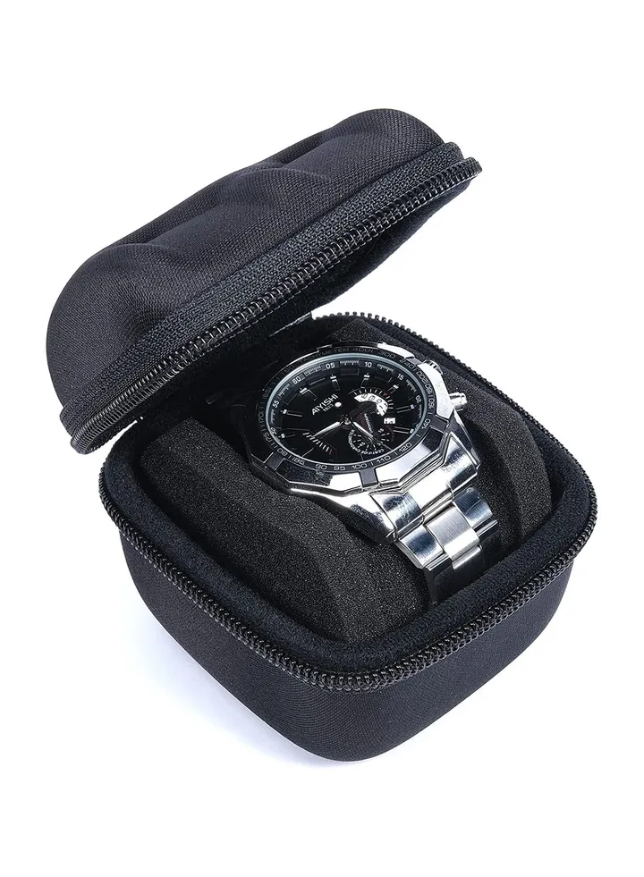 Watch Travel Case 1 Slot Watch Roll Case Storage and Organizer for Men and Women Zipper Watch Box with Anti-move Watch Pillow