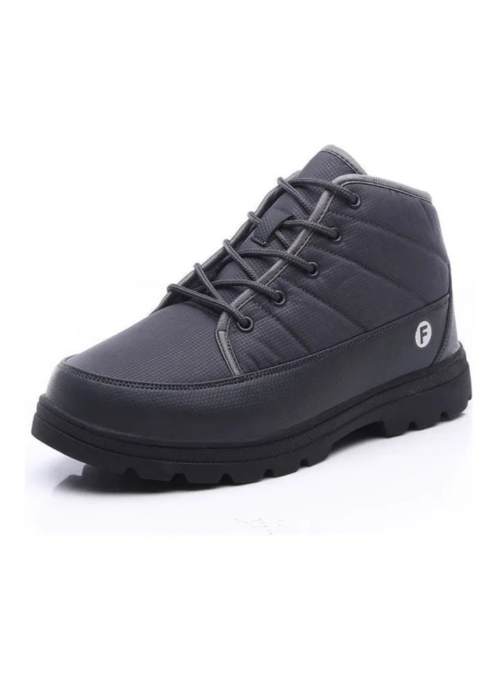 Solid Lace-Up Ankle Boots Grey