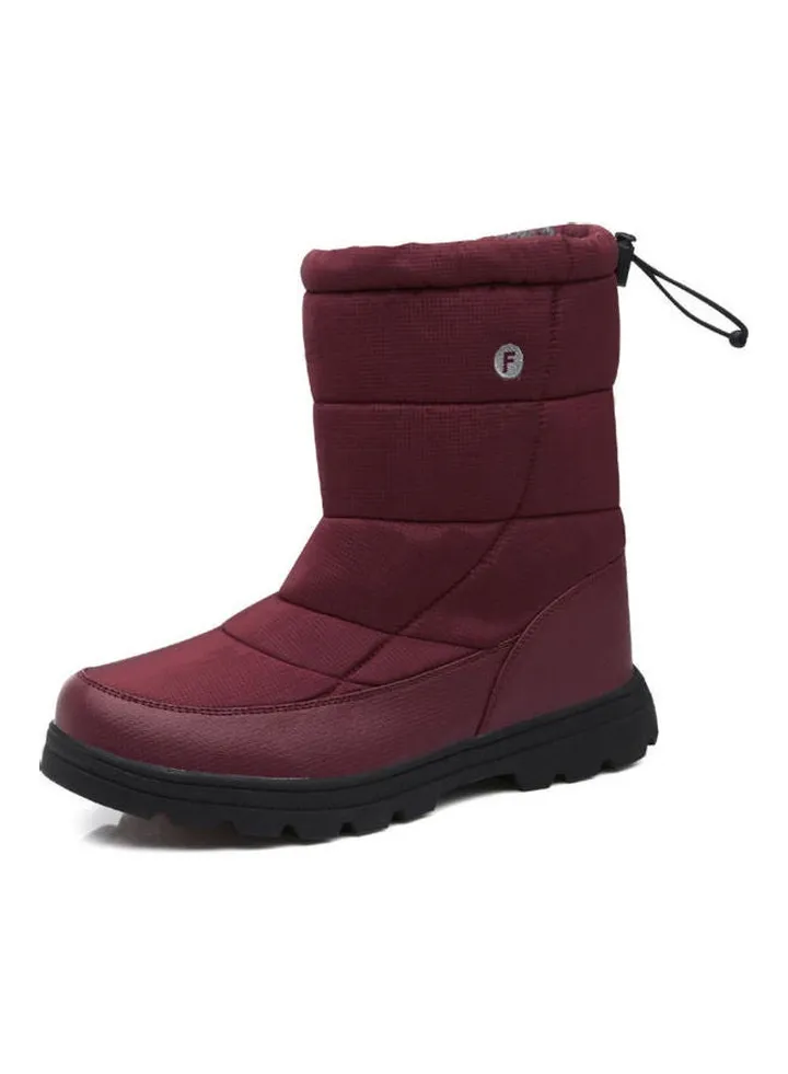 Warm High Top Boots Maroon Red