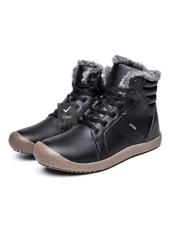 Lace-Up Detail Ankle Boots Black/Grey/Beige