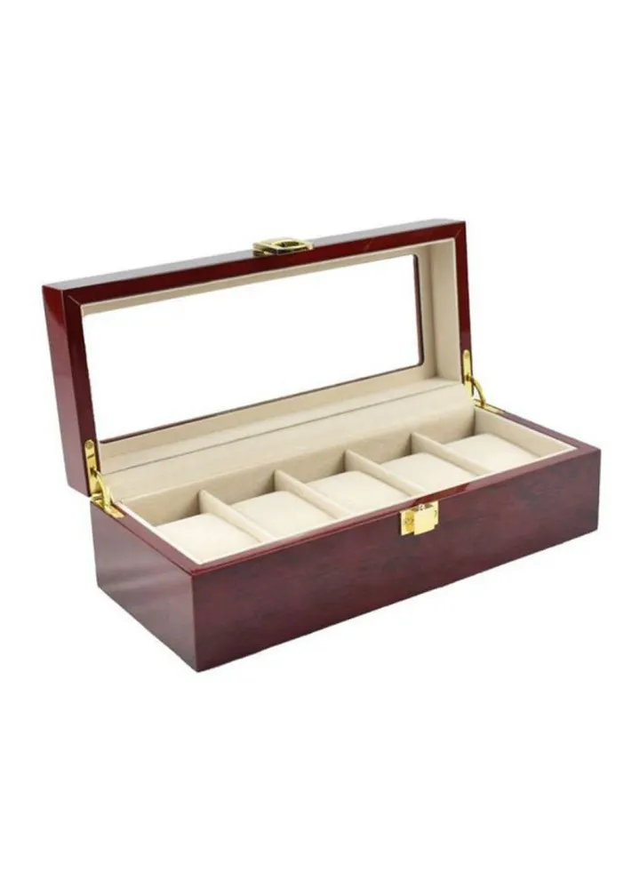 unisex 5-Slot Wooden Watch Organizer