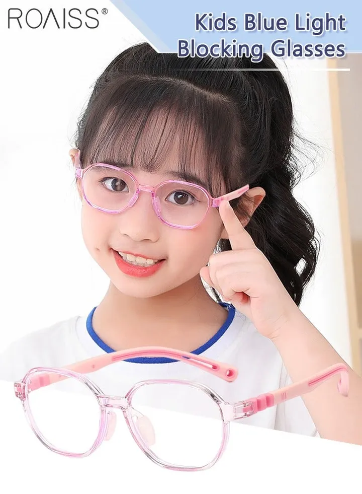 Kids Blue Light Blocking Glasses, Anti Eyestrain Computer Glasses, Gaming Eyewear UV400 Protection with Light Weight TR90 Frame for Boys Girls and Children Age 3-12, Pink