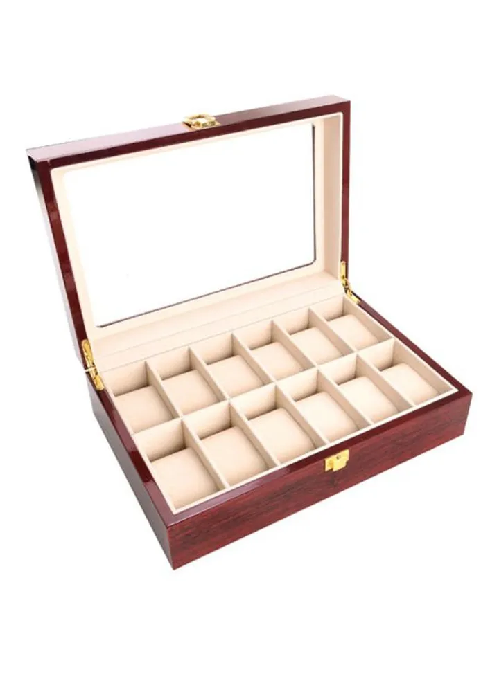 12-Slot Wooden Watch Organizer