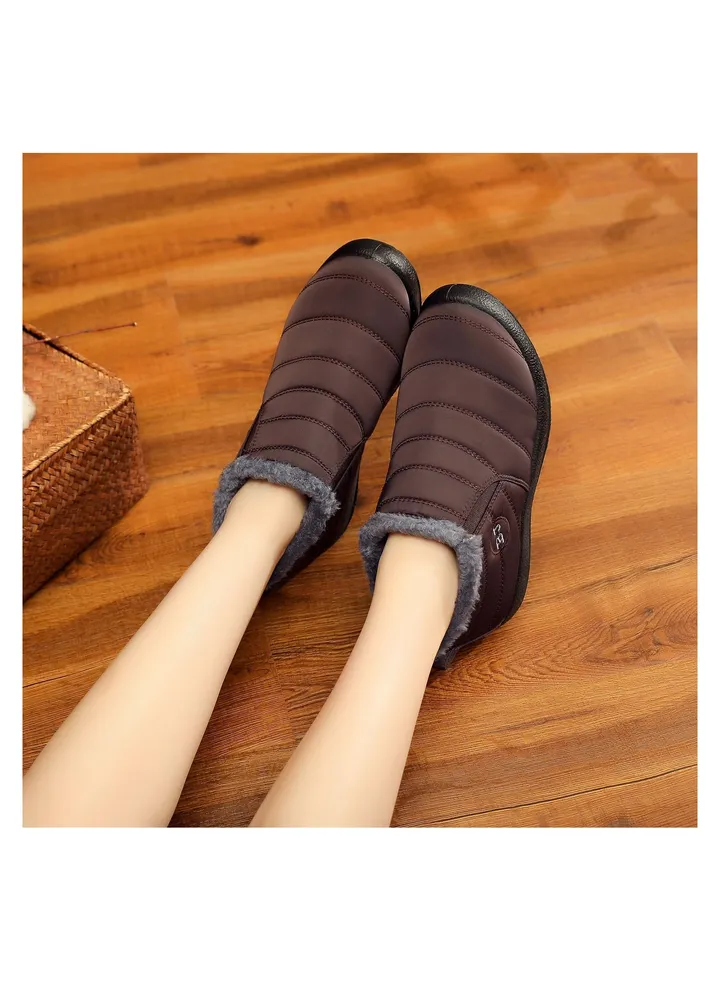 Women Ankle Boots Slip On Flat Casual Footwear Burgundy
