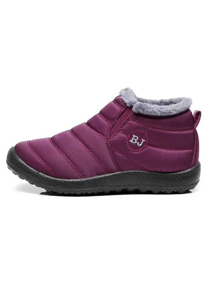 Ankle Boots Thermal Slip On Casual Footwear for Women Burgundy