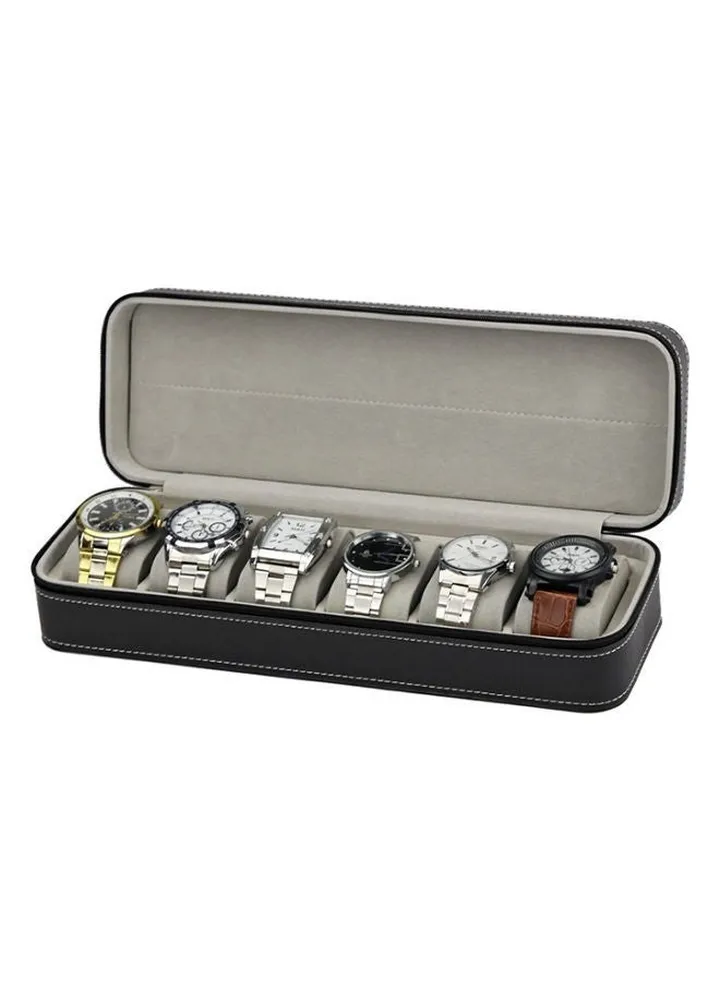 6-Slot PU Leather Watch Box