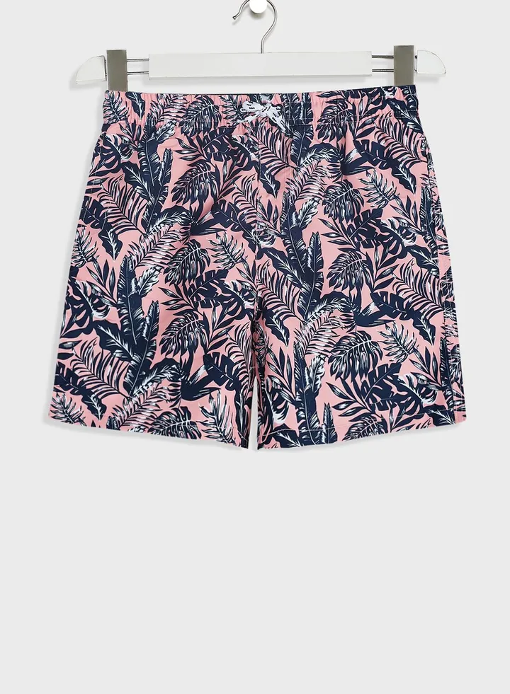 Youth Leaf Print Shorts
