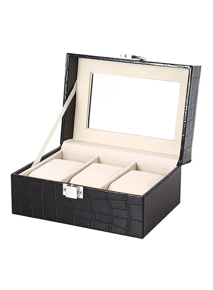 unisex 3-Slots Leather Watch Box